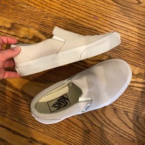 Beige slip ons